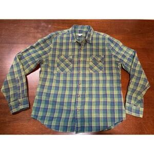 Fossil Plaid Flannel Button Down Shirt Men XL Academia Hiking Outdoors Camping